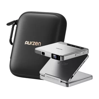 Aurzen Zip -projektori (hopea) – kannettava miniprojektori, malli AU-PJ-ZP001M-UNWH0