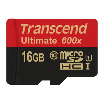 Transcend microSDHC MLC 16GB Class 10 UHS-I 600x + SD-adapteri