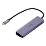 USB-keskitin Unitek P5+ — 5 porttia (4 × USB 3.2 Gen 2 Type-A), USB 3.2 Gen 1 isäntä, 5 Gbit/s, 10 W PD, alumiini, harmaa