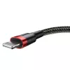 USB-A - Lightning -kaapeli Baseus Cafule 2.4A QC 3.0, 1 m — musta/punainen