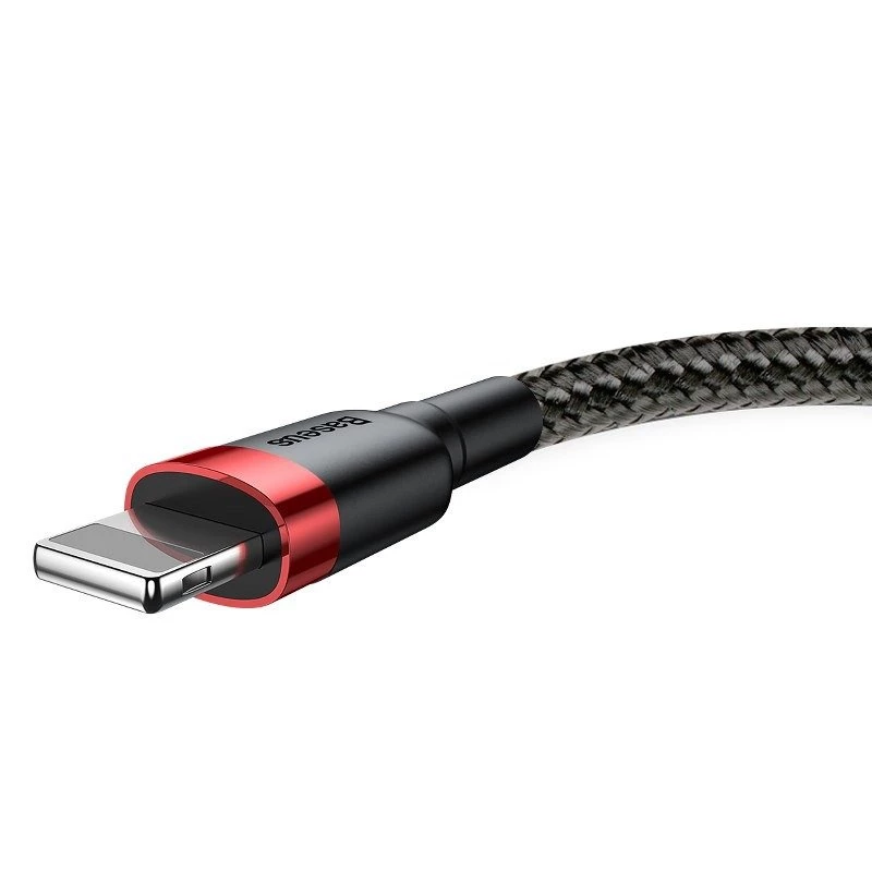 USB-A - Lightning -kaapeli Baseus Cafule 2.4A QC 3.0, 1 m — musta/punainen