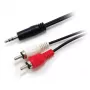 Equip 3,5 mm uros - 2xRCA uros stereoäänikaapeli, 2,5 m, 3,5 mm, uros, 2 x RCA, uros, 2,5 m, musta