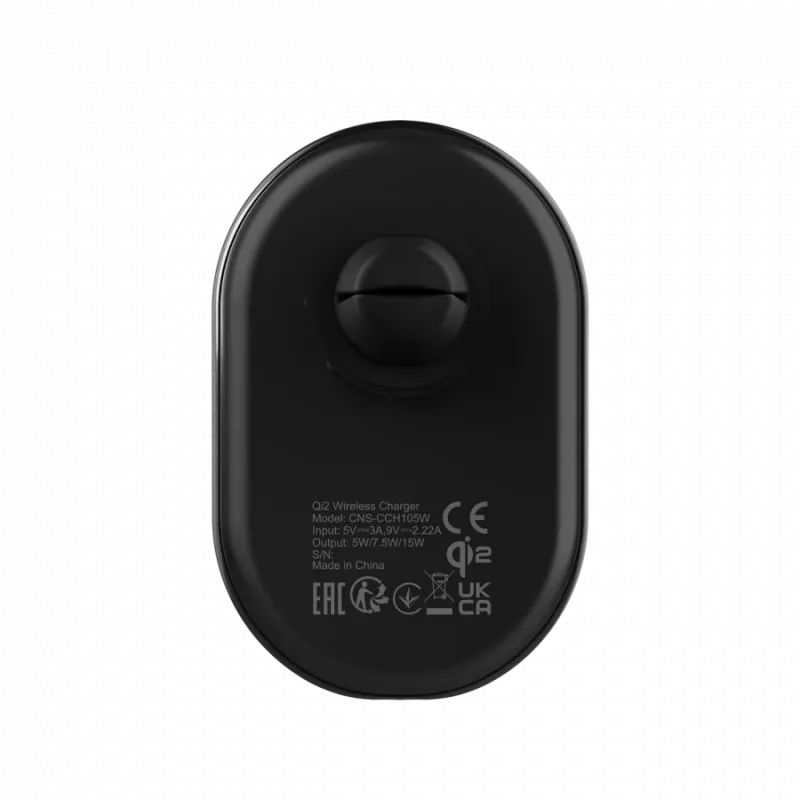 Langaton autolaturi CANYON OnGrip 105 15W Qi2 Wireless musta