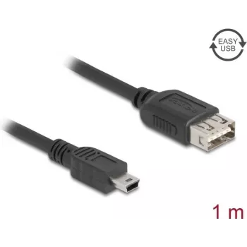 USB 2.0 -kaapeli DELOCK 81524 — Mini-USB B – USB A, 1 m, musta