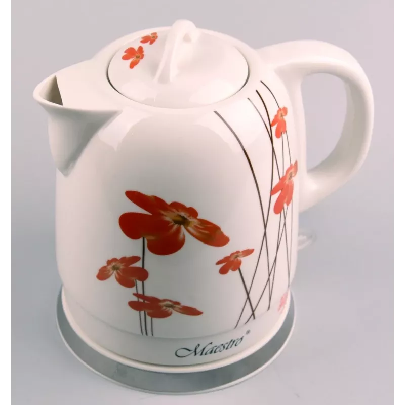 Feel-Maestro MR-066-RED FLOWERS vedenkeitin 1,5 L 1200 W punainen, valkoinen