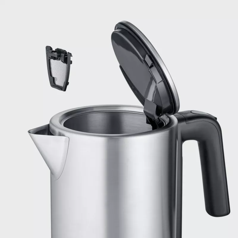 Severin WK 3449 vedenkeitin — 1,7 l, 2400 W, ruostumaton teräs/muovi, musta-hopea