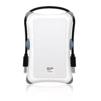 Kiintolevykotelo Silicon Power Armor A30 — 2,5 tuuman, yksi paikka, USB 3.2 Gen 1, valkoinen, muovi/kumi