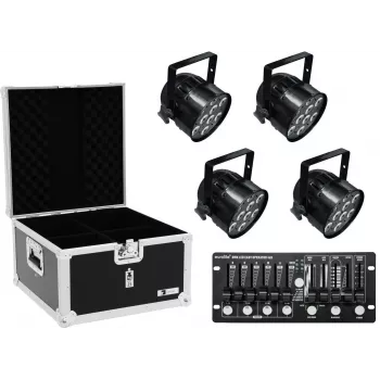 LED PAR-56 valosarja EUROLITE 20000411 — 4x HCL PAR-56 valonheitin, flightcase ja ohjain