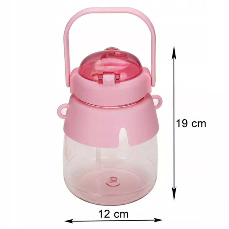 Juomapullo Extralink koulupullo pillillä ja kantolenkillä 1 L pinkki