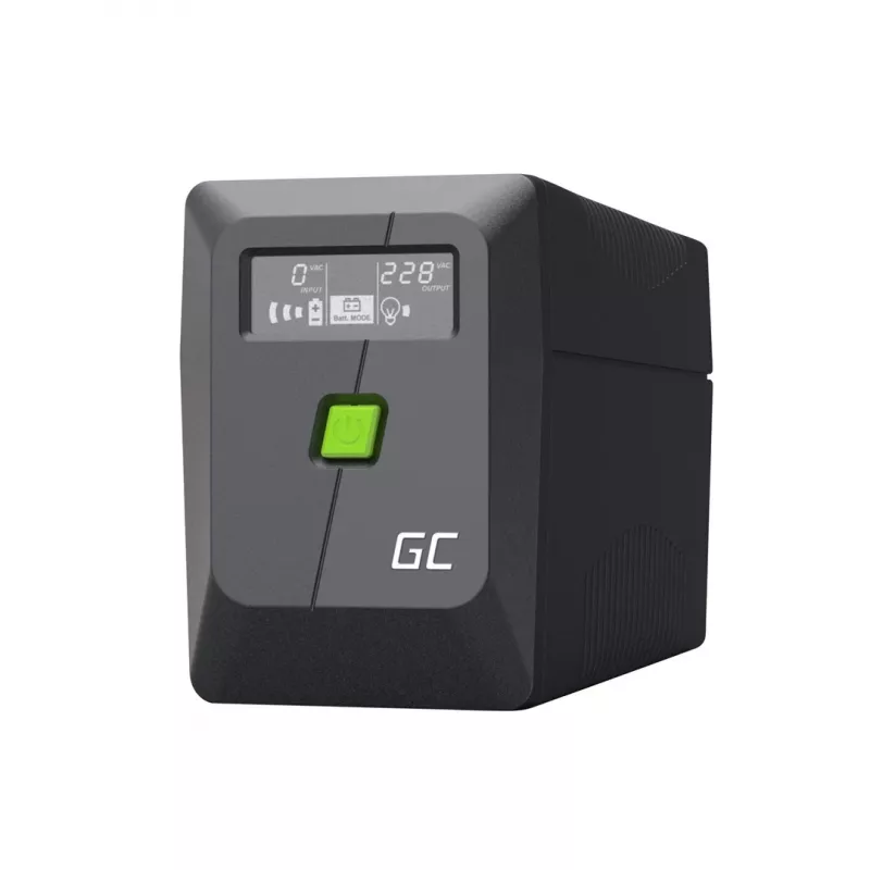 Green Cell PowerProof UPSLM360 650VA / 360W line-interactive UPS-laite LCD-näytöllä, 12V 7Ah