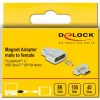 DeLOCK - Thunderbolt / USB-C-sovitin - USB-C (uros) magneettinen - USB-C (naaras) - USB 3.2 Gen 2 / Thunderbolt 3 4,5 A - 8K-tuki - hopea (66433)