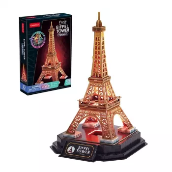 3D-palapeli Cubicfun Eiffel-torni yöversio LED cubicfun malli 306-L534H – valaistu arkkitehtoninen 3D-palapeli