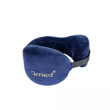 Matka-niskatuki Qmed DRQE3J1CDXUXP — ergonomisesti muotoiltu PU-vaahto, 240×230×125 mm, tiheys 45 kg/m³, granaatinpunainen