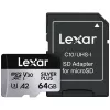 MicroSD-kortti Lexar 64 GB UHS-I luokka 3 SILVER PLUS