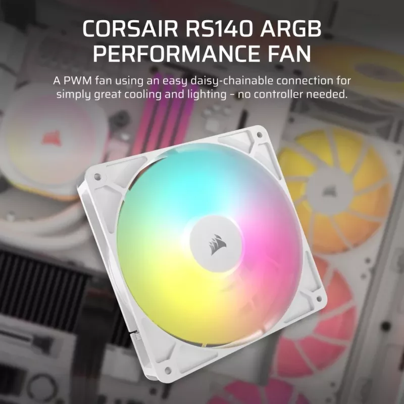 Tuuletin Corsair RS140 ARGB 14 cm valkoinen 330-1700 kierr./min