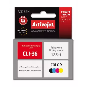 Activejet ACC-36N mustekasetti (Canon CLI-36 -yhteensopiva; Supreme; 12,5 ml; väri)