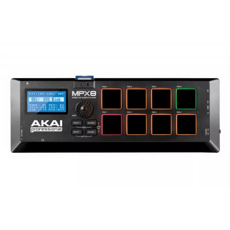 Akai MPX8 samplesoitin ja pad-ohjain, musta