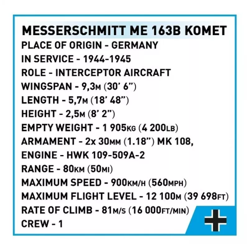 Rakennuspalikat Messerschmitt Me 163B Komet 543 palaa