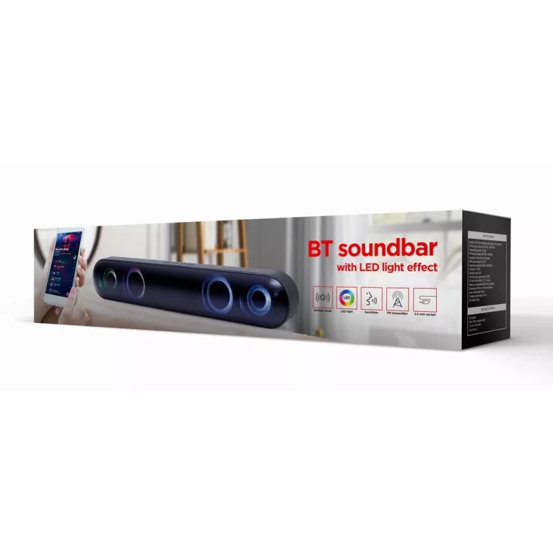 Gembird SPKBT-BAR400L -soundbar-kaiutin, musta, 2.0 kanavaa, 10 W