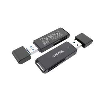 Kortinlukija Unitek Y-9327A USB 3.2 Gen 1 Type-A — MicroSD/SD, 2 paikkaa, 5000 Mbit/s, musta