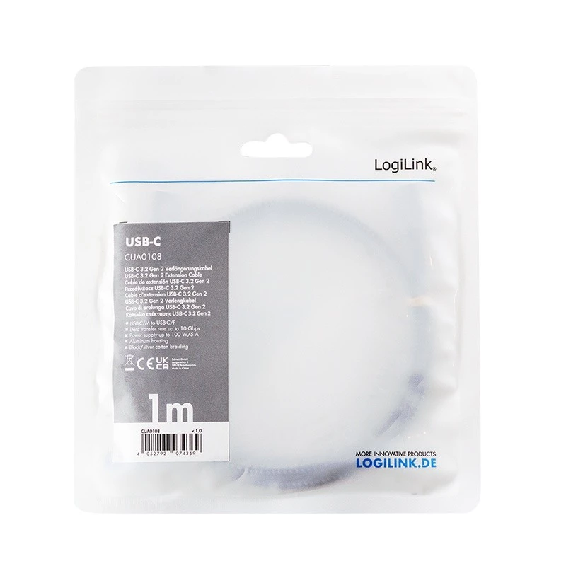 USB 3.2 Gen2 Type-C - USB-C/naaras, PD, 1 m