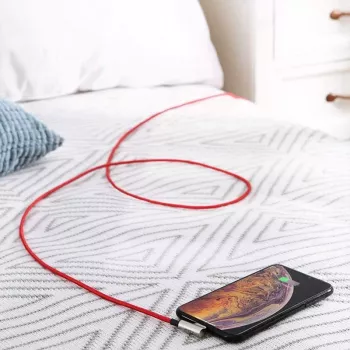 USB – Lightning -kaapeli Aukey CB-AL01 punainen – nylonpunos, Lightning-liitin Apple-laitteille
