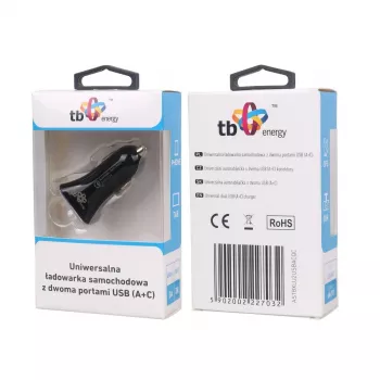 Yleislaturi autoon USB-A+C QC TB ASTBXLU2USBACQC