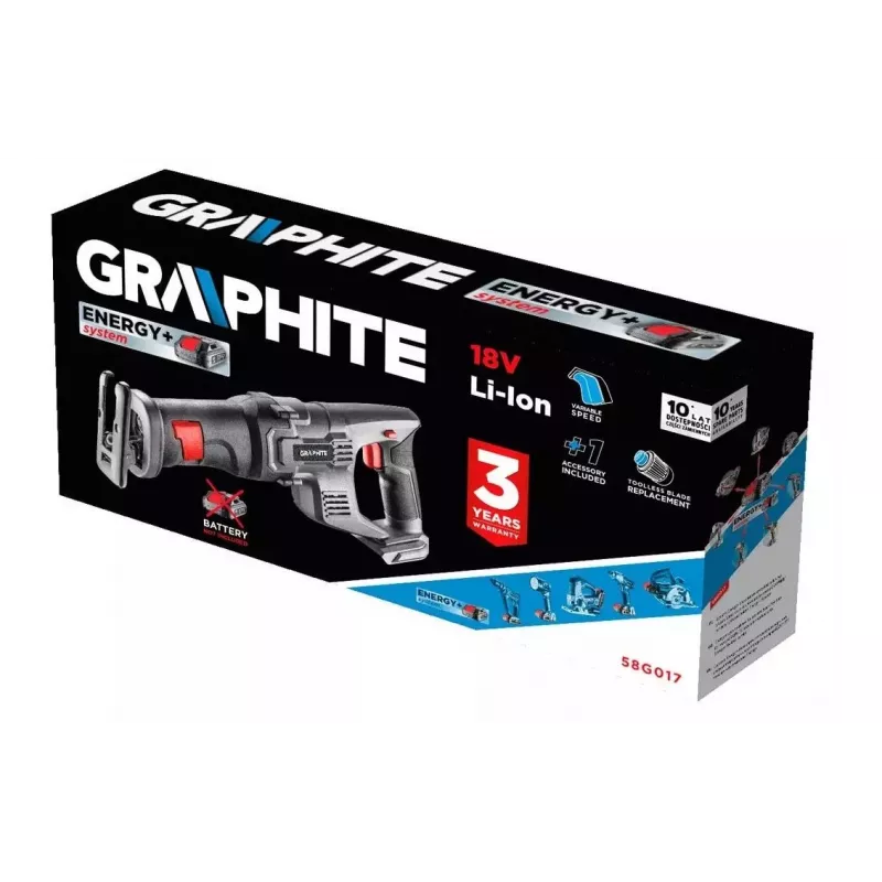 Graphite langaton Energy+ 18V Li-Ion-puukkosaha, ilman akkupakettia