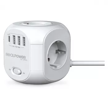RealPower PowerBox 431 jatkojohto 1,8 m 4 pistorasiaa sisäkäyttö valkoinen