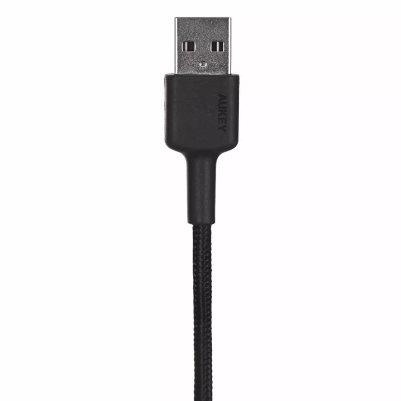 AUKEY CB-CD30 USB-A–USB-C-kaapeli 0,9 m, nailonpunos, 60W PD, 3A, musta