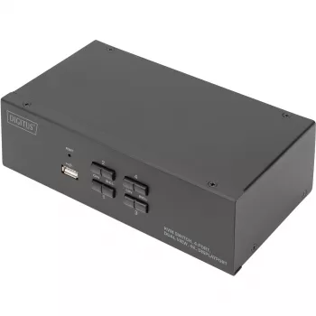 DIGITUS KVM-kytkin, 4 porttia, kaksoisnäyttö, 4K, DisplayPort®
