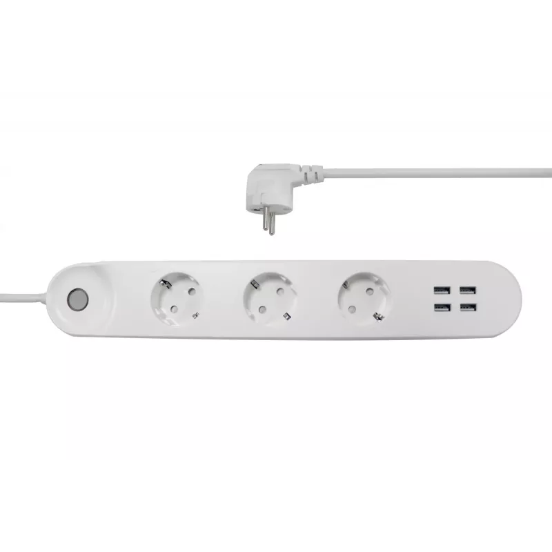 Älykäs jatkojohto Denver SHP-300U 3 AC-pistorasiaa tyyppi E 4 valkoinen