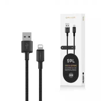 USB-A–Lightning-kaapeli Orsen S9L 1 m 2,1A — musta