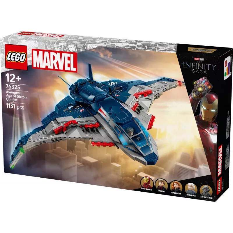 LEGO Marvel Super Heroes 76325 Avengers: Age of Ultron Quinjet rakennussarja, 1131 osaa, 5 minihahmoa, 12+