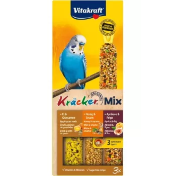 Lintujen herkku Vitakraft Kräcker sylinteri 80 g ×3 – viljamakuinen snack lintuille