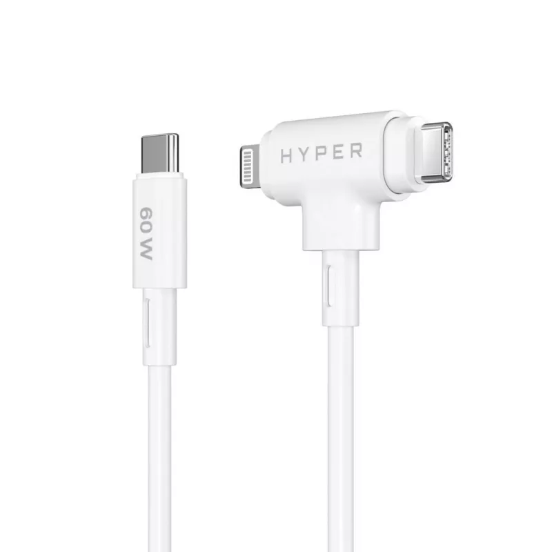 HYPER HyperJuice USB-kaapeli USB 2.0 1,5 m USB-C USB-C/Lightning valkoinen