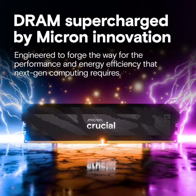 Crucial CP2K16G64C32U5B PRO Gaming OC DIMM -sarja, 32GB, DDR5, 6400 Mhz, CL32, musta