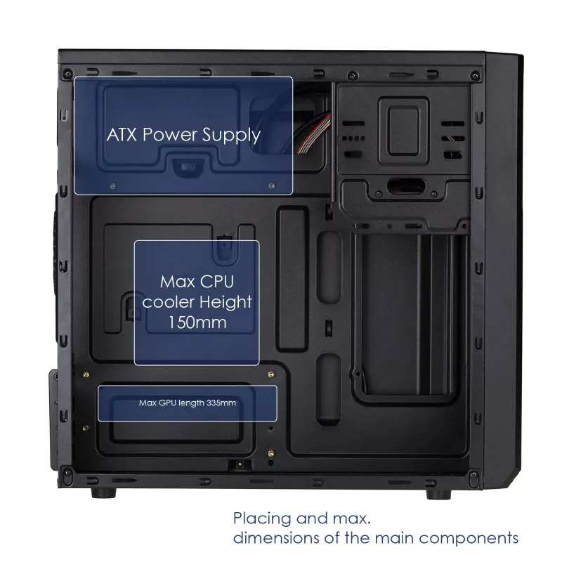 Akyga AK17BK Micro-ATX-tornikotelo, 2x USB 3.0, ilman virtalähdettä, musta