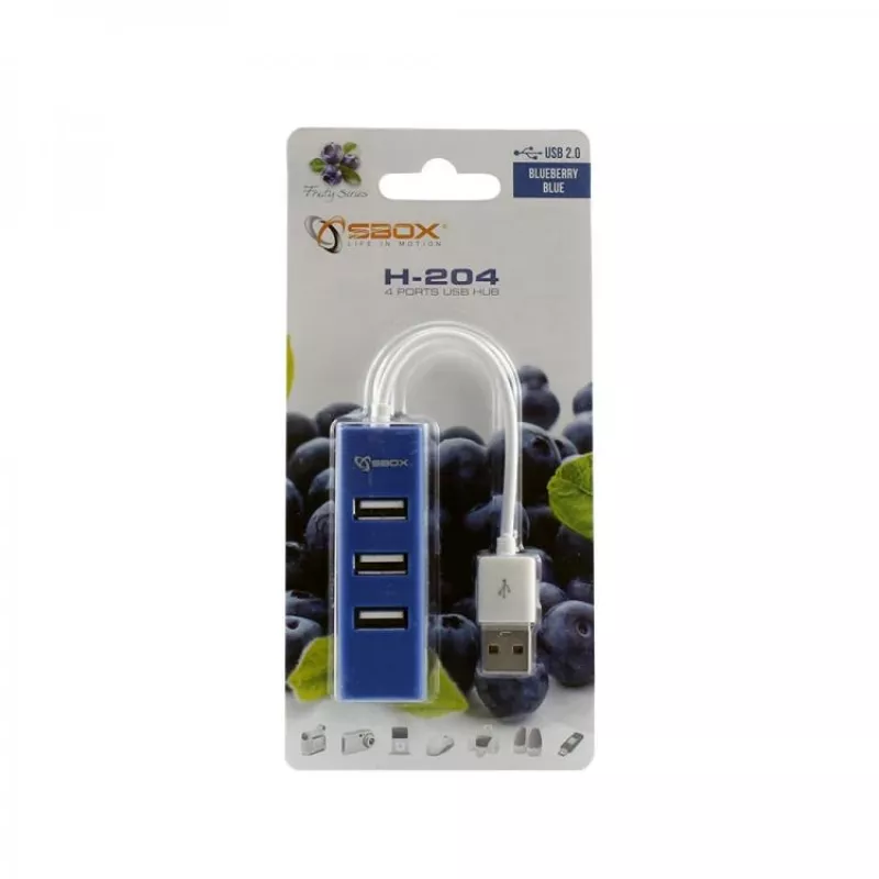 Sbox H-204 USB 4-porttinen USB-keskitin mustikanvärinen