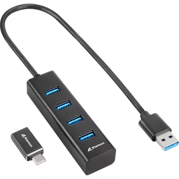 Sharkoon USB-keskitin USB 3.2 Gen 1 (3.1 Gen 1) Type-C 5000 Mbit/s musta