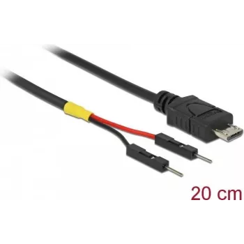 Delock USB Micro-B -virtakaapeli - 2 x yksittäinen nastarima, 20 cm