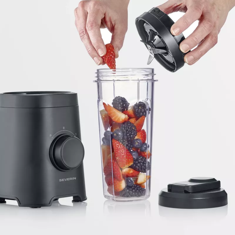Pöytämikseri SEVERIN SM 3743 — 0,6 L kulho, 320 W, musta, ruostumattomat terät