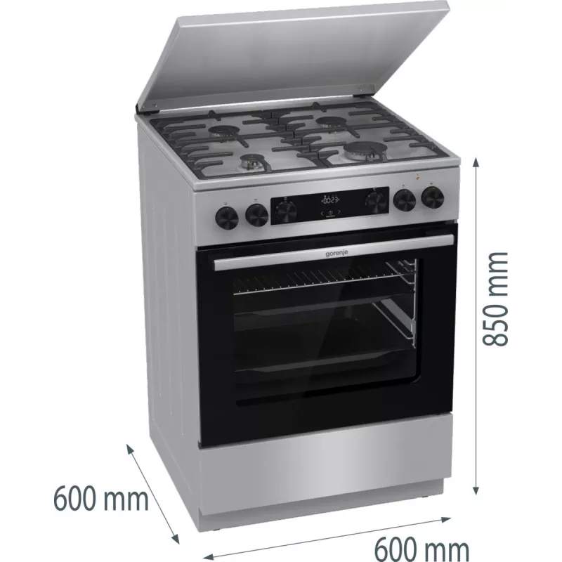 Gorenje GKS6C71XF vapaasti seisova liesi ja uuni hopea