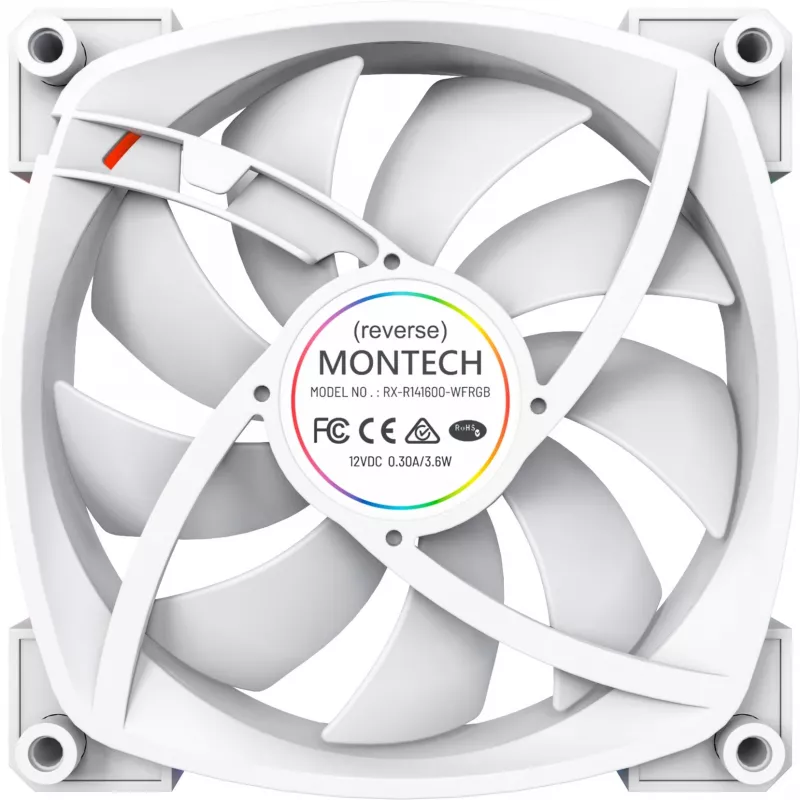 Montech RX140 PWM 140 mm ARGB-kotelotuuletin - valkoinen