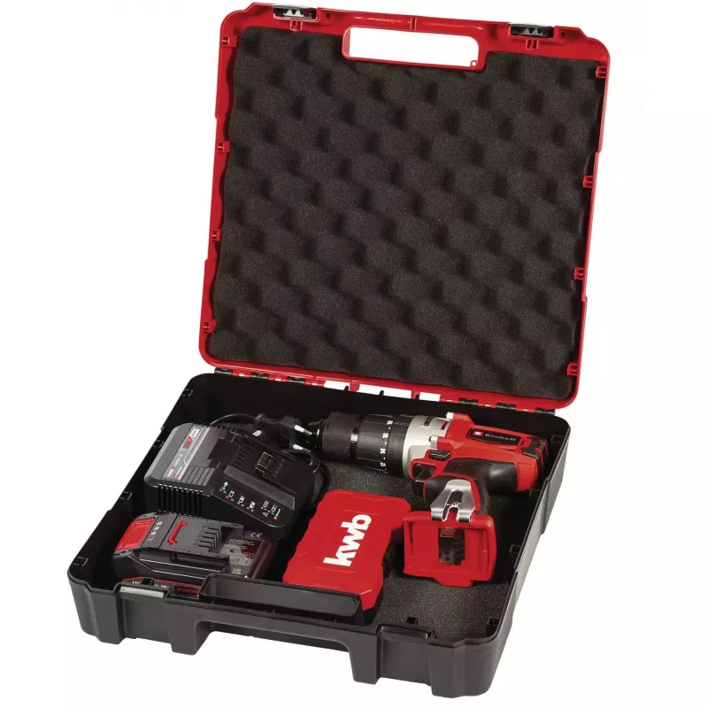Einhell TE-CD 18/2 Li-i +22 akkuiskuporakone 18 V, 1250 r/min, sisältää 2,5 Ah akun, laturin ja kotelon, punainen/musta