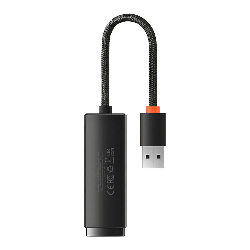 Baseus Lite Series USB-RJ45-verkkosovitin, 100Mbit/s (musta)