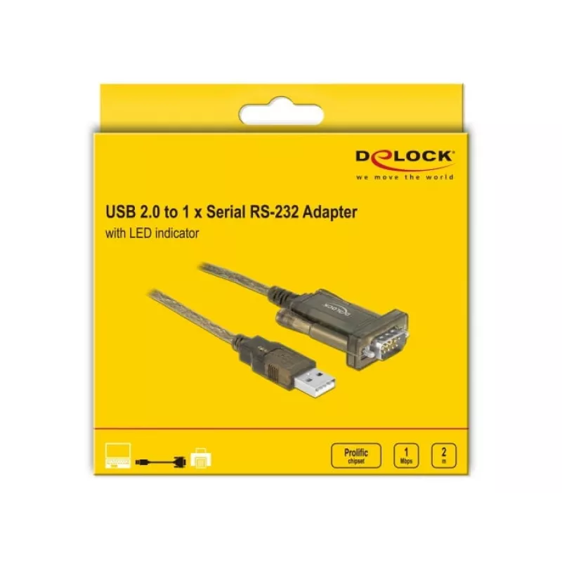 Sarjakaapeli DeLOCK 64073 USB Type-A DB-9 läpinäkyvä 2m
