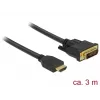 Videokaapeli-adapteri DeLOCK 85655 3m HDMI Type-A DVI musta