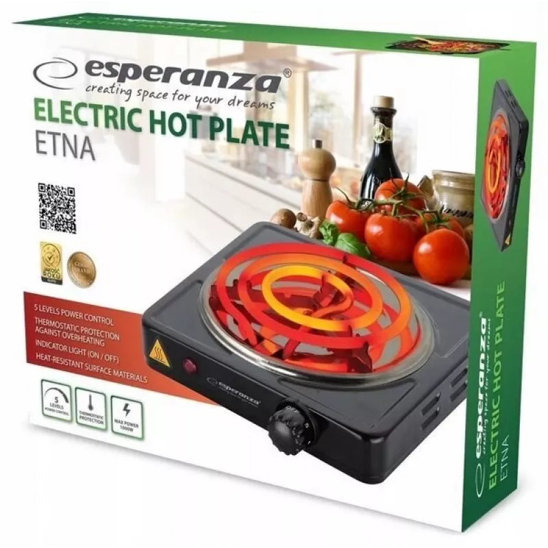 Esperanza EKH012K keittotaso musta pöytämalli 21 cm 1 vyöhyke(ttä)