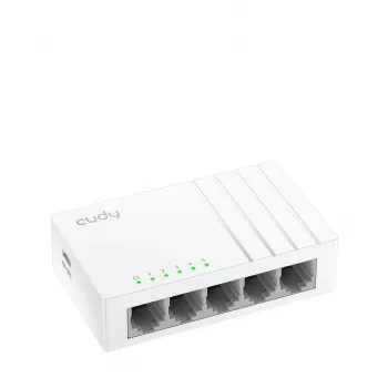 Verkkokytkin Cudy GS105U – hallitsematon 5-porttinen Gigabit Ethernet (10/100/1000), valkoinen, 5 V